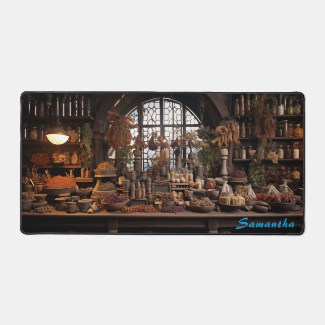 Personalized Spice Shop Counter Desk Mat (Front)