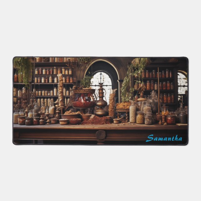 Personalized Spice Shop Counter Desk Mat (Front)