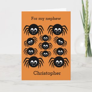 Personalized Spider Happy Halloween Nephew Card