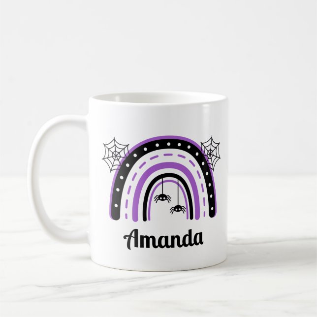 Personalized Spider Rainbow Halloween Coffee Mug (Left)