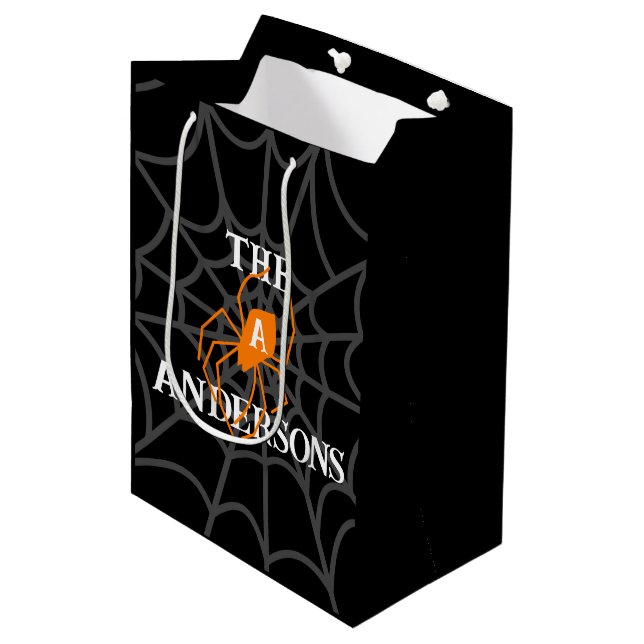  Personalized Spider Web Halloween Medium Gift Bag (Front Angled)