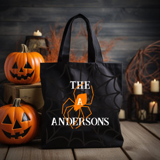 Personalized Spider Web with Family Name  Tote Bag