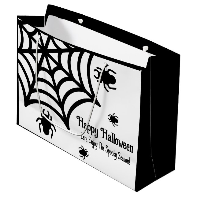 Personalized Spiderweb Halloween Large Gift Bag (Front Angled)