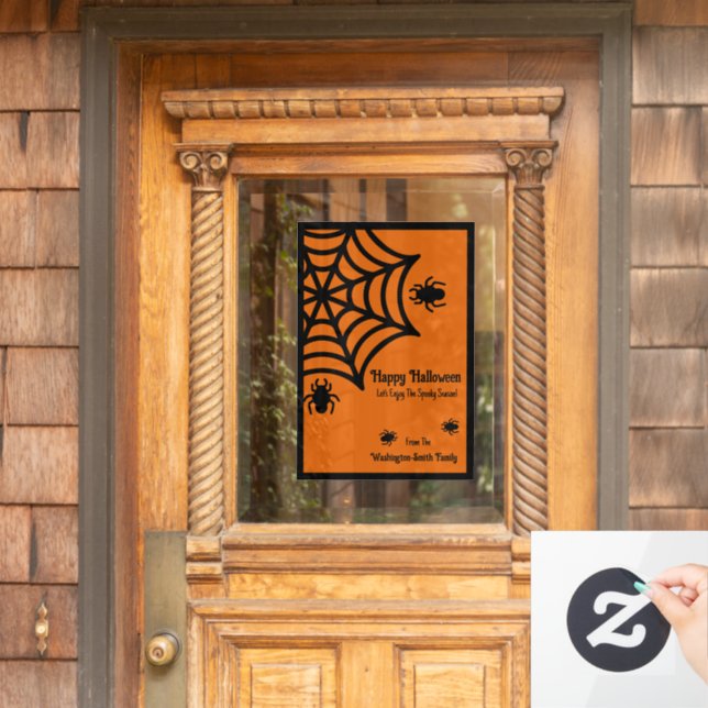Personalized Spiderweb Halloween Window Cling (Home Door)