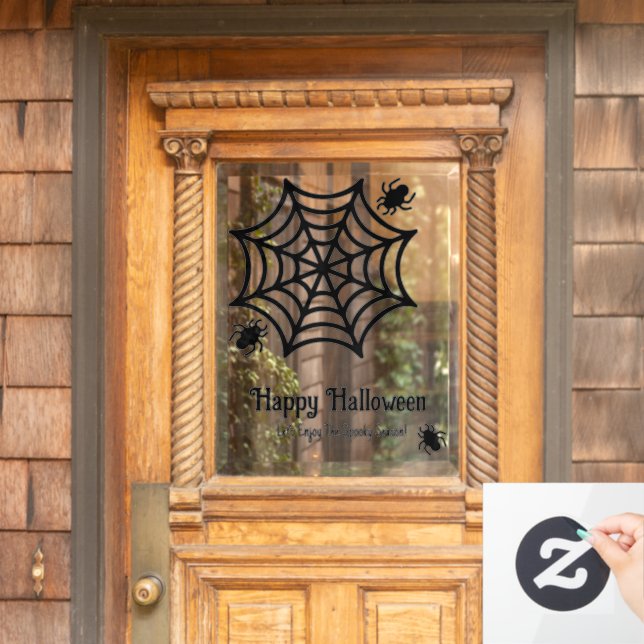 Personalized Spiderweb Halloween Window Cling (Home Door)