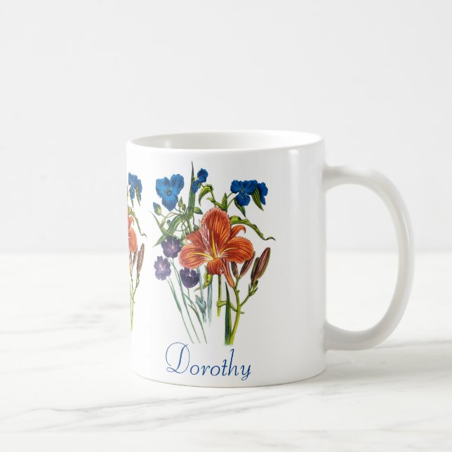 Personalized Spiderwort and Daylily Coffee Mug (Right)