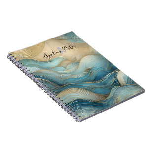 Personalized Spiral Notebook Abstract Ocean waves