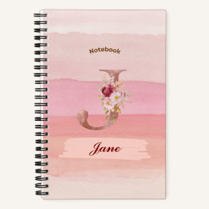Personalized spiral notebook - Named with Letter J