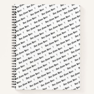 Personalized Spiral Notebook with Name & Crosses