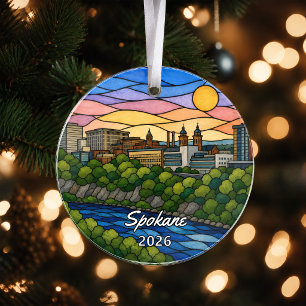 Personalized Spokane Acrylic Ornament, Custom Wash Ornament