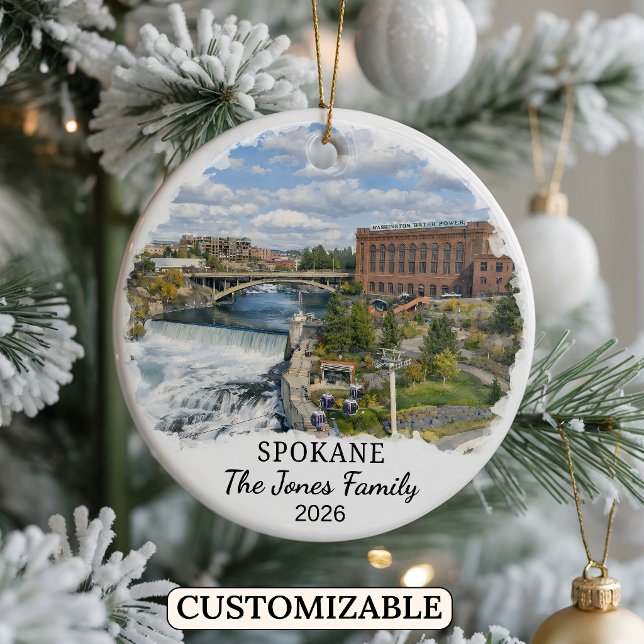 Personalized Spokane Ornament, Custom Washington Ceramic Ornament (Creator Uploaded)