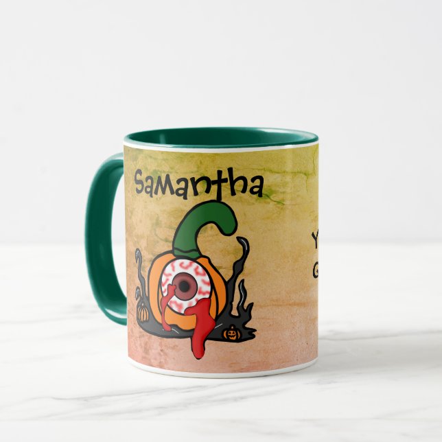 Personalized Spooky Bloodshot Pumpkin  Mug (Front Left)