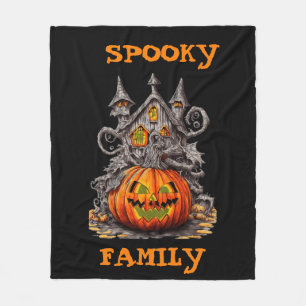 Personalized spooky family scary pumpkin Halloween Fleece Blanket