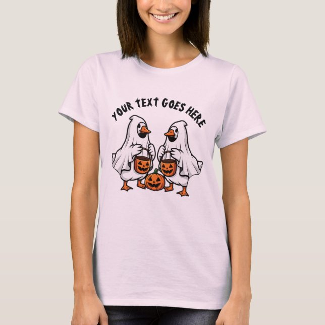 Personalized Spooky Ghost Geese Halloween Trio  T-Shirt (Front)