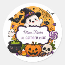 Personalized Spooky Ghost Pumpkin Sticker