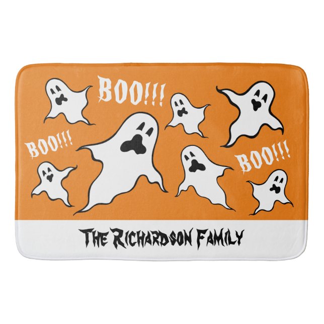Personalized Spooky Halloween Ghosts Bath Mat (Front)