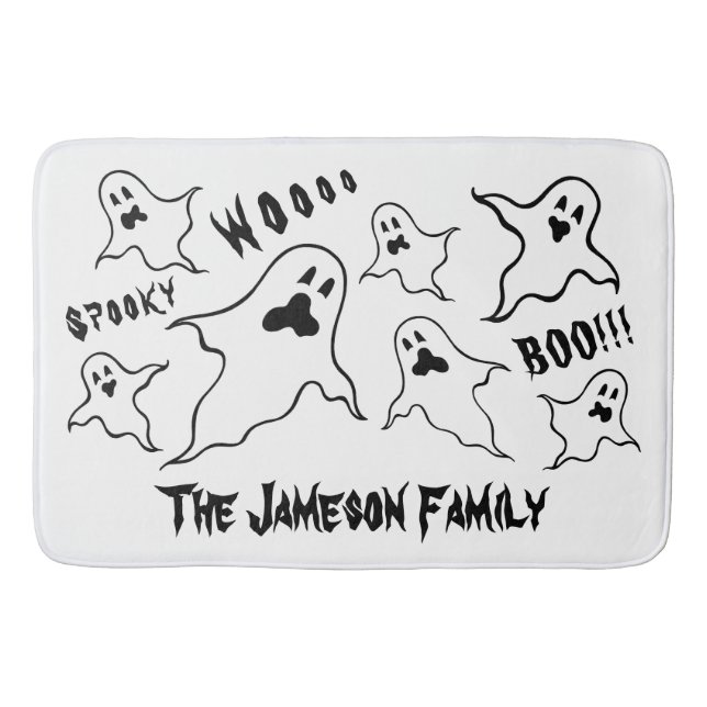 Personalized Spooky Halloween Ghosts Bath Mat (Front)