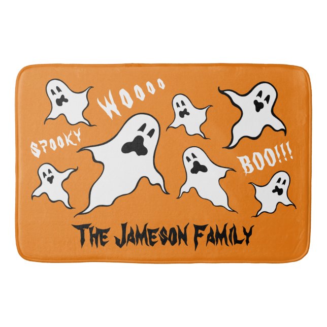 Personalized Spooky Halloween Ghosts Bath Mat (Front)