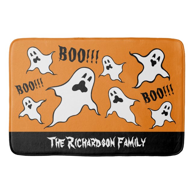 Personalized Spooky Halloween Ghosts Bath Mat (Front)