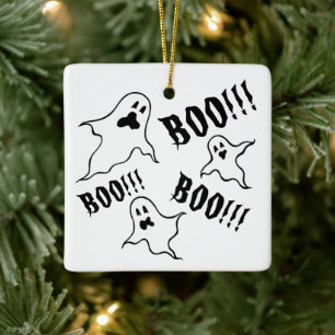 Personalized Spooky Halloween Ghosts Ceramic Ornament