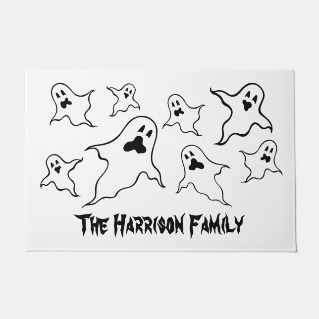 Personalized Spooky Halloween Ghosts Doormat (Front)