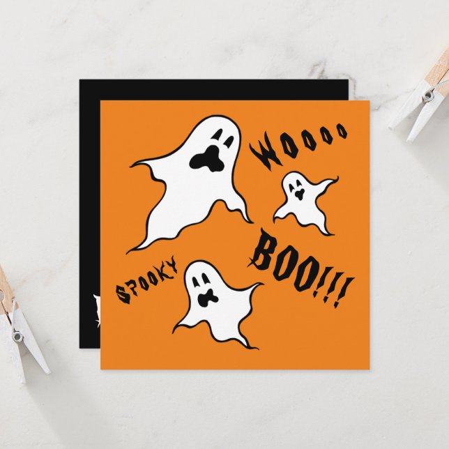 Personalized Spooky Halloween Ghosts Invitation (Front/Back In Situ)