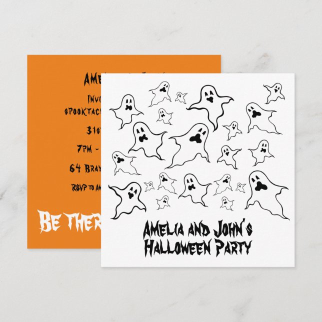 Personalized Spooky Halloween Ghosts Party Invitation (Front/Back)