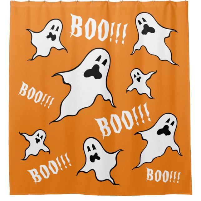 Personalized Spooky Halloween Ghosts  Shower Curta (Front)
