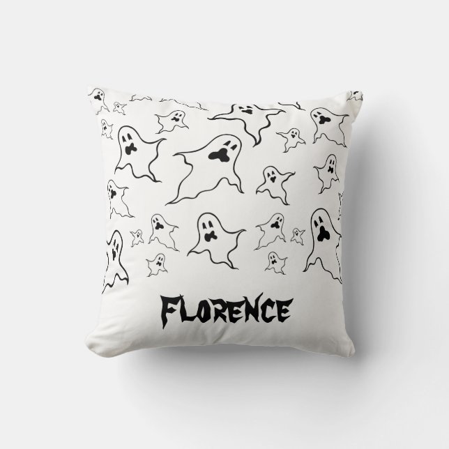 Personalized Spooky Halloween Ghosts Throw Cushion (Front)