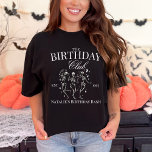 Personalized Spooky Halloween Group Birthday Party T-Shirt<br><div class="desc">Make your October birthday unforgettable with our Personalized Spooky Halloween Group Birthday Party T-Shirt! Featuring a festive design of dancing skeletons, this shirt is perfect for anyone who loves the spooky season. Personalize each shirt with the birthday person's age and your group's name to create a unique and cohesive look...</div>