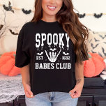 Personalized Spooky Halloween Group College Party T-Shirt<br><div class="desc">Embrace the Halloween spirit with our Personalized Spooky Halloween Group College Party T-Shirt! Designed to make your group the centre of attention, this shirt features an eye-catching design of skeletons and bats, perfect for any Halloween celebration. Whether you're gearing up for a college party, coordinating outfits for a family event,...</div>