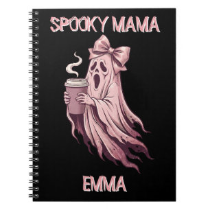 Personalized Spooky Mama Coquette Coffee Ghost Notebook