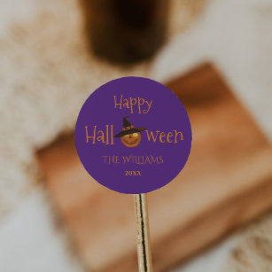 Personalized Spooky Pumpkins Halloween   Classic Round Sticker