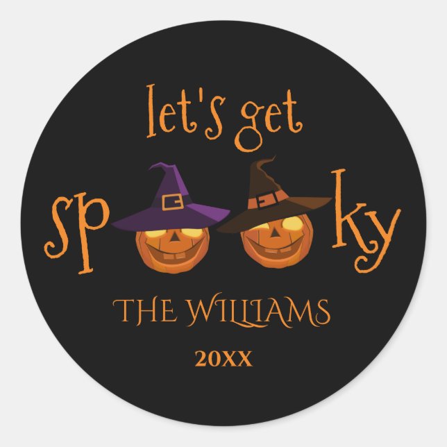Personalized Spooky Pumpkins Halloween  Classic Round Sticker (Front)