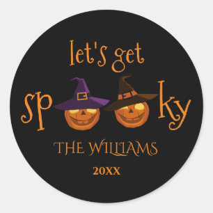 Personalized Spooky Pumpkins Halloween  Classic Round Sticker