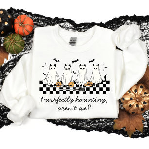 Personalized Spooky Season Halloween Ghost Cat Sweatshirt