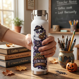 Personalized Spooky Teacher Ghost Water Bottle
