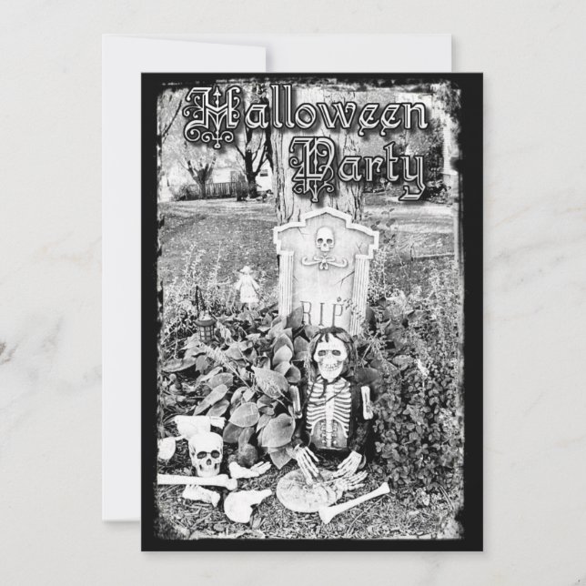 Personalized Spooky Tomb Halloween Party Invitation (Front)