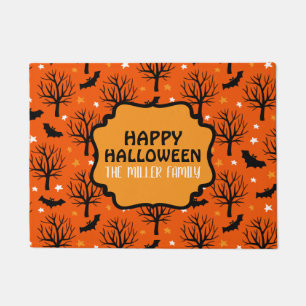 Personalized Spooky Trees and Bats Halloween Doormat