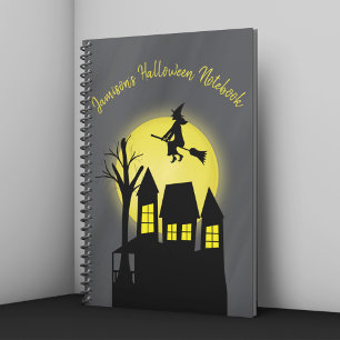 Personalized Spooky Witch Haunted House Halloween  Notebook