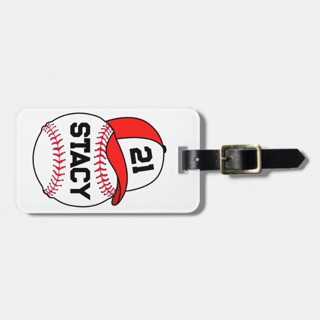 Personalized Sport Baseball Ball Hat Luggage Tag (Front Horizontal)