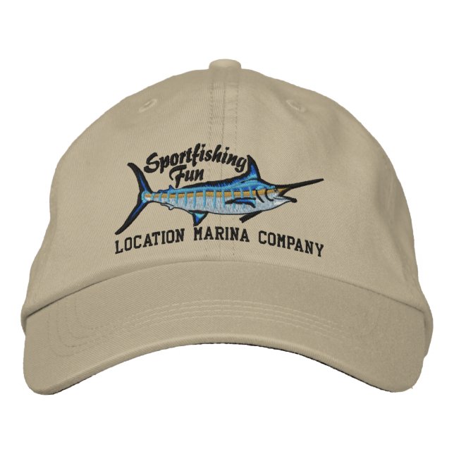 Personalized Sport Fishing Blue Marlin Embroidery Embroidered Hat (Front)