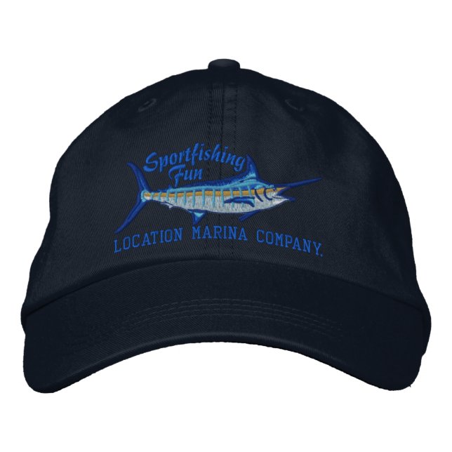 Personalized Sport Fishing Blue Marlin Embroidery Embroidered Hat (Front)