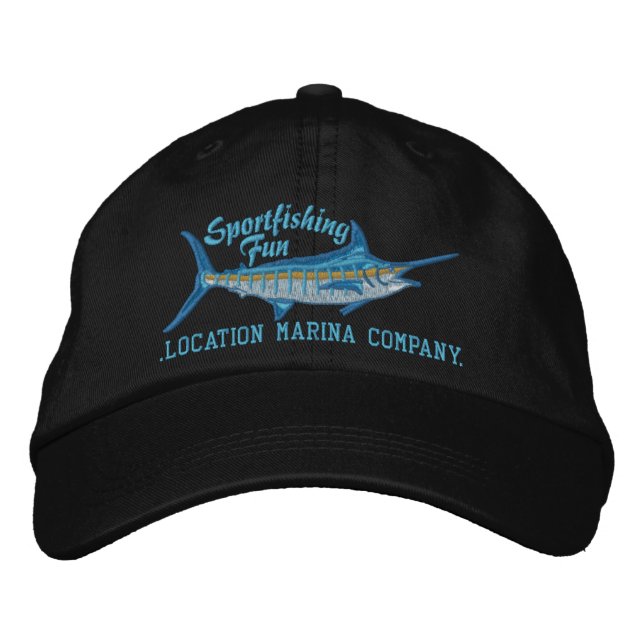 Personalized Sport Fishing Blue Marlin Embroidery Embroidered Hat (Front)