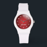 Personalized Sporting Red Design Watch<br><div class="desc">Red design watch ready for you to personalize. ✔NOTE: ONLY CHANGE THE TEMPLATE AREAS NEEDED! 😀 If needed, you can remove the text and start fresh adding whatever text and font you like. 📌If you need further customization, please click the "Click to Customize further" or "Customize or Edit Design" button...</div>