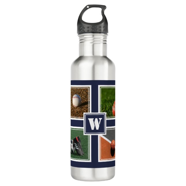 Personalized SPORTS BALLS Custom Template Blue 710 Ml Water Bottle (Front)