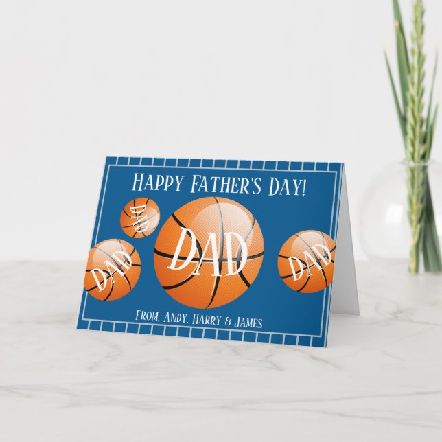 Personalized Sports Basketball Fathers Day Holiday Card (Front)