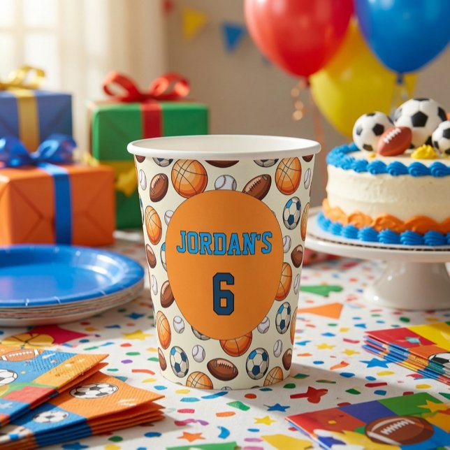 Personalized Sports Birthday Paper Cups  (Creator Uploaded)