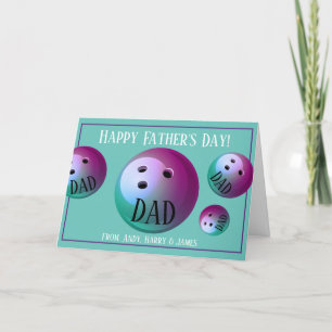 Personalized Sports Bowling Fathers Day Holiday Card