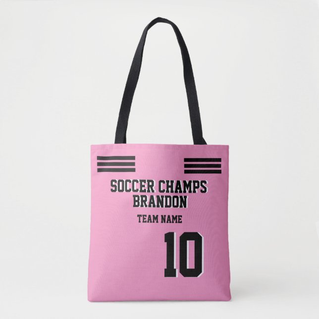 Personalized Sports Coach Pink Modern Tote Bag (Front)